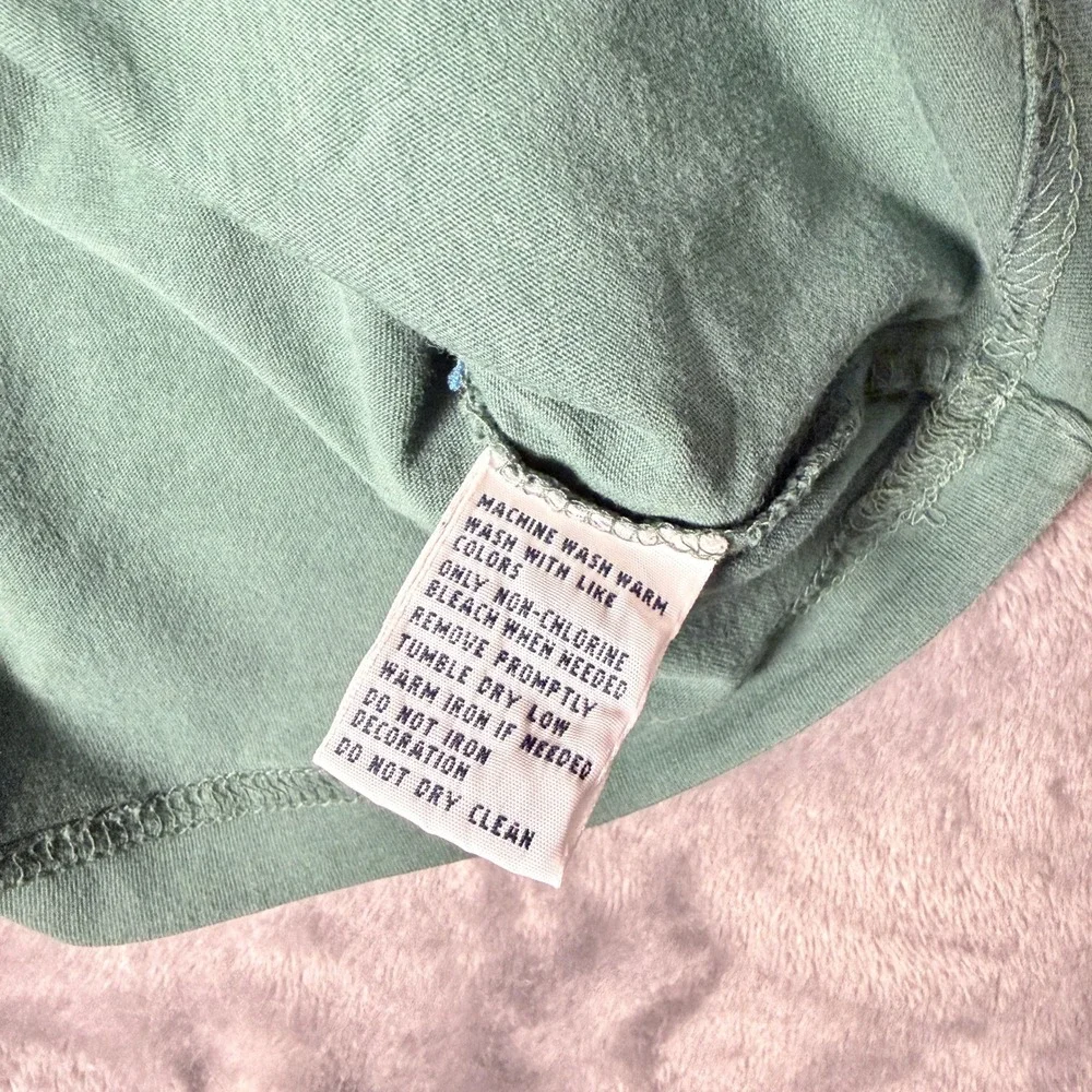 Vintage Polo Ralph Lauren SZ L Green 1967 Fishing License Graphic Patch T-Shirt